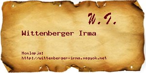 Wittenberger Irma névjegykártya